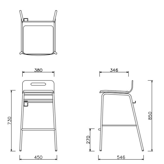 PARFAIT COUNTER CHAIR-CUSHIONWL